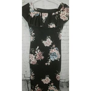 Black Floral Bodycon Dress